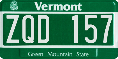 VT license plate ZQD157