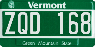 VT license plate ZQD168