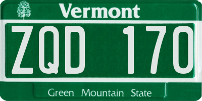VT license plate ZQD170
