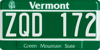 VT license plate ZQD172