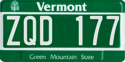VT license plate ZQD177