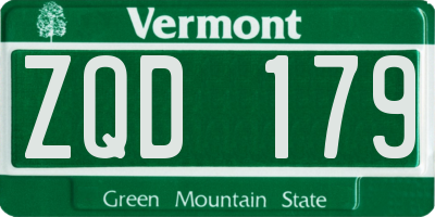 VT license plate ZQD179