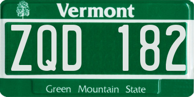 VT license plate ZQD182