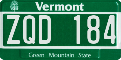 VT license plate ZQD184