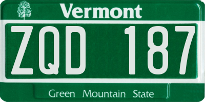 VT license plate ZQD187