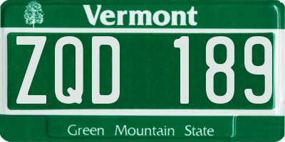 VT license plate ZQD189