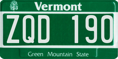 VT license plate ZQD190