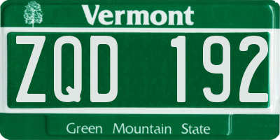 VT license plate ZQD192