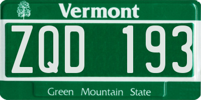 VT license plate ZQD193
