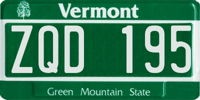 VT license plate ZQD195