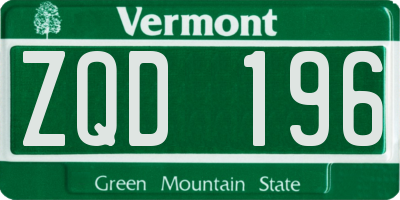 VT license plate ZQD196