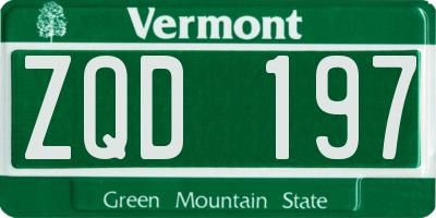 VT license plate ZQD197