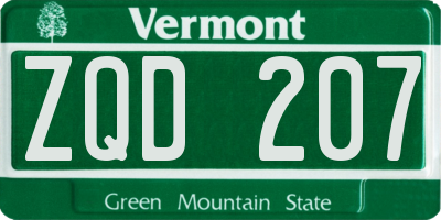 VT license plate ZQD207