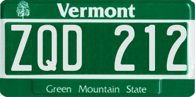 VT license plate ZQD212