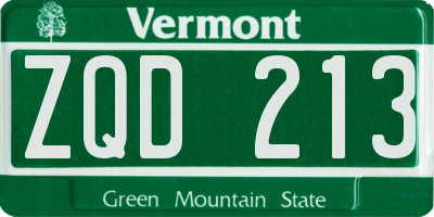 VT license plate ZQD213