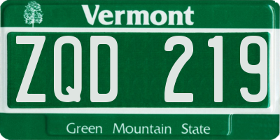 VT license plate ZQD219