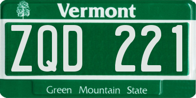 VT license plate ZQD221