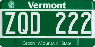 VT license plate ZQD222
