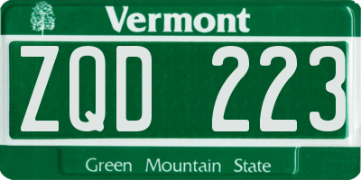 VT license plate ZQD223