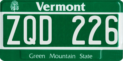 VT license plate ZQD226