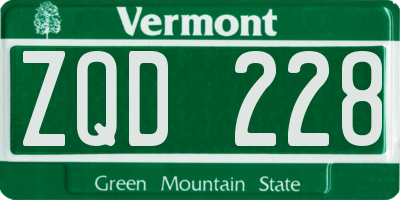 VT license plate ZQD228