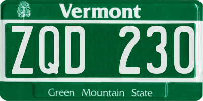 VT license plate ZQD230