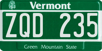 VT license plate ZQD235