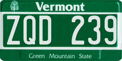 VT license plate ZQD239
