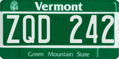 VT license plate ZQD242