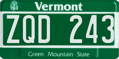 VT license plate ZQD243