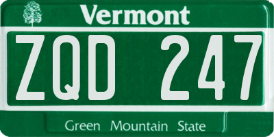 VT license plate ZQD247