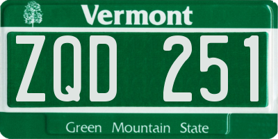 VT license plate ZQD251
