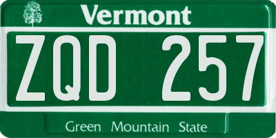 VT license plate ZQD257