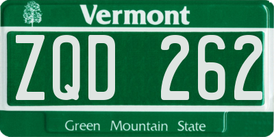 VT license plate ZQD262