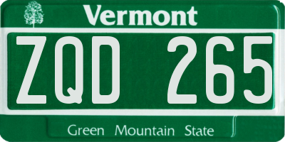 VT license plate ZQD265