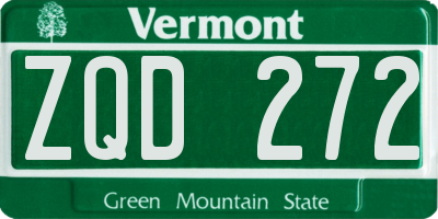 VT license plate ZQD272