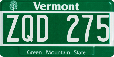 VT license plate ZQD275