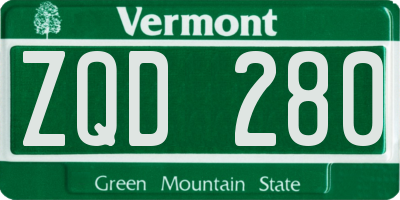 VT license plate ZQD280