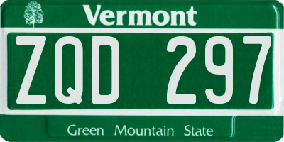 VT license plate ZQD297