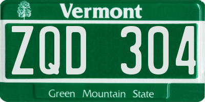 VT license plate ZQD304
