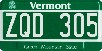 VT license plate ZQD305