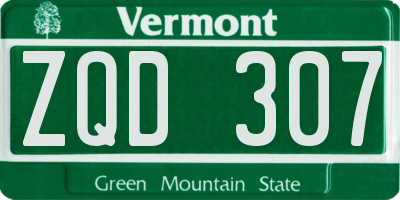 VT license plate ZQD307