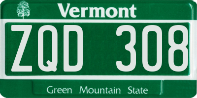 VT license plate ZQD308