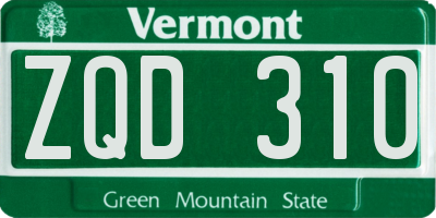 VT license plate ZQD310