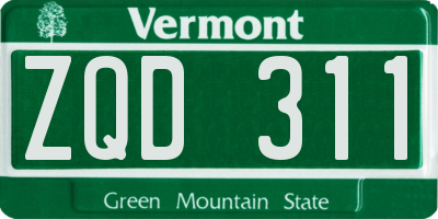 VT license plate ZQD311
