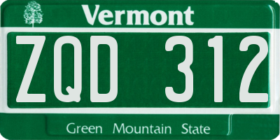 VT license plate ZQD312