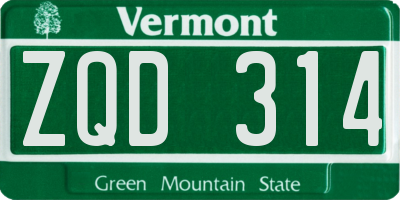 VT license plate ZQD314
