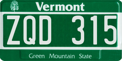 VT license plate ZQD315