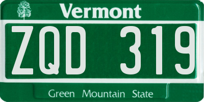 VT license plate ZQD319