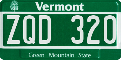 VT license plate ZQD320